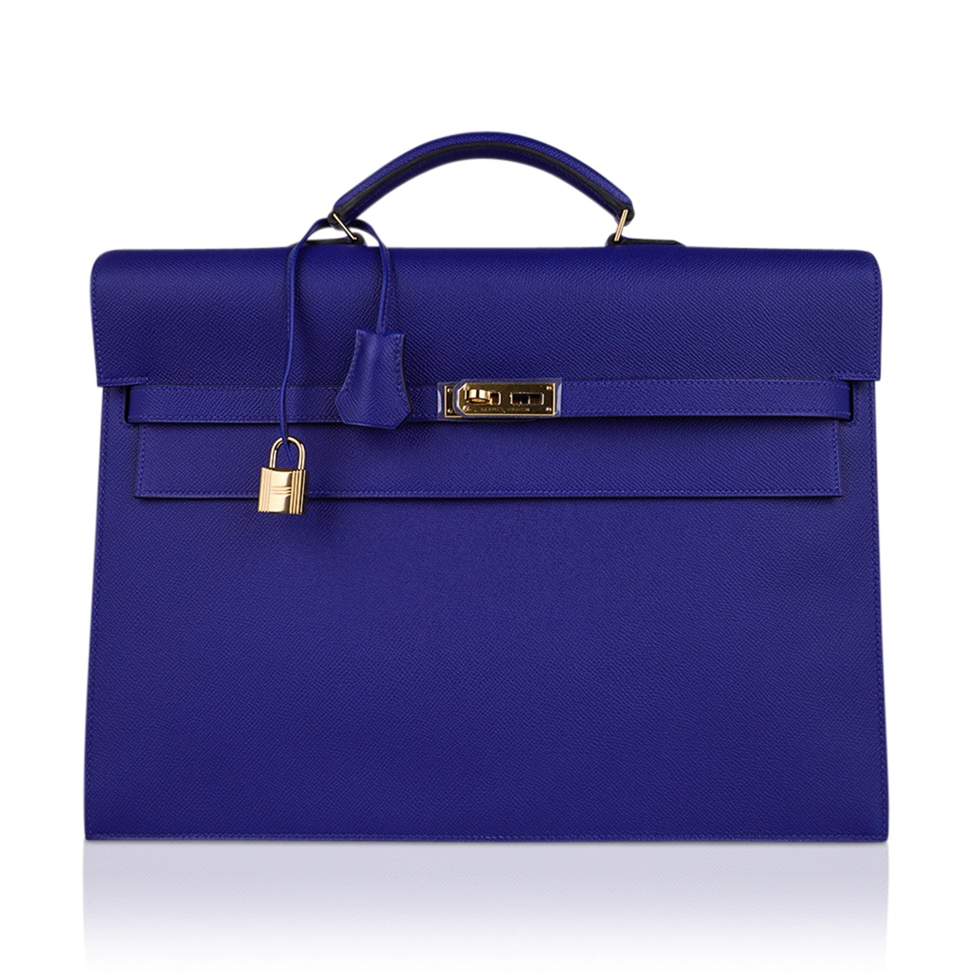 Hermes Hermes Special Order HSS Kelly Depeches 38 Briefcase Blue Electric Epsom with Gold Hardware Epsom Hardware