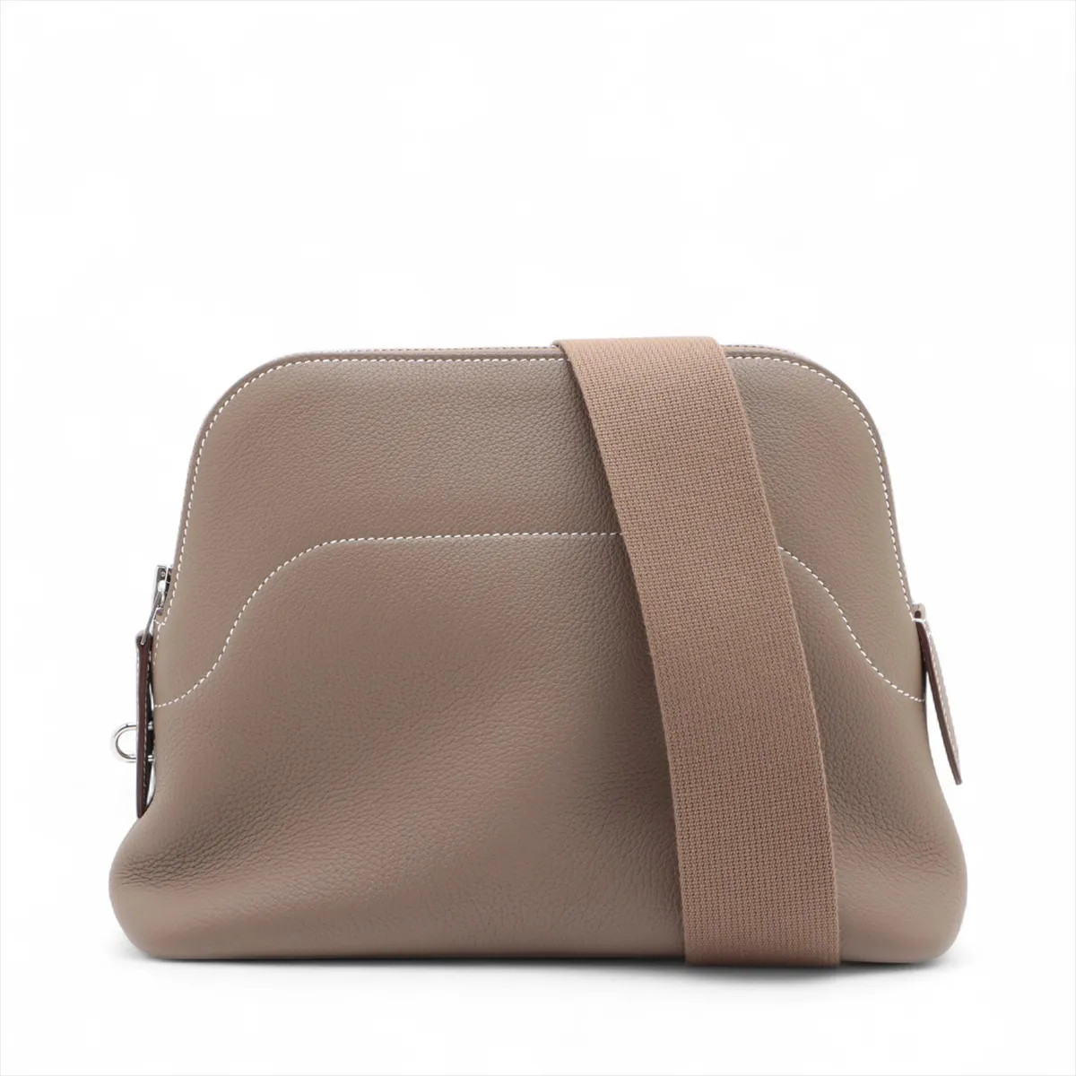 Hermès Bolide Messenger Togo Etoupe Silver Metal Fittings