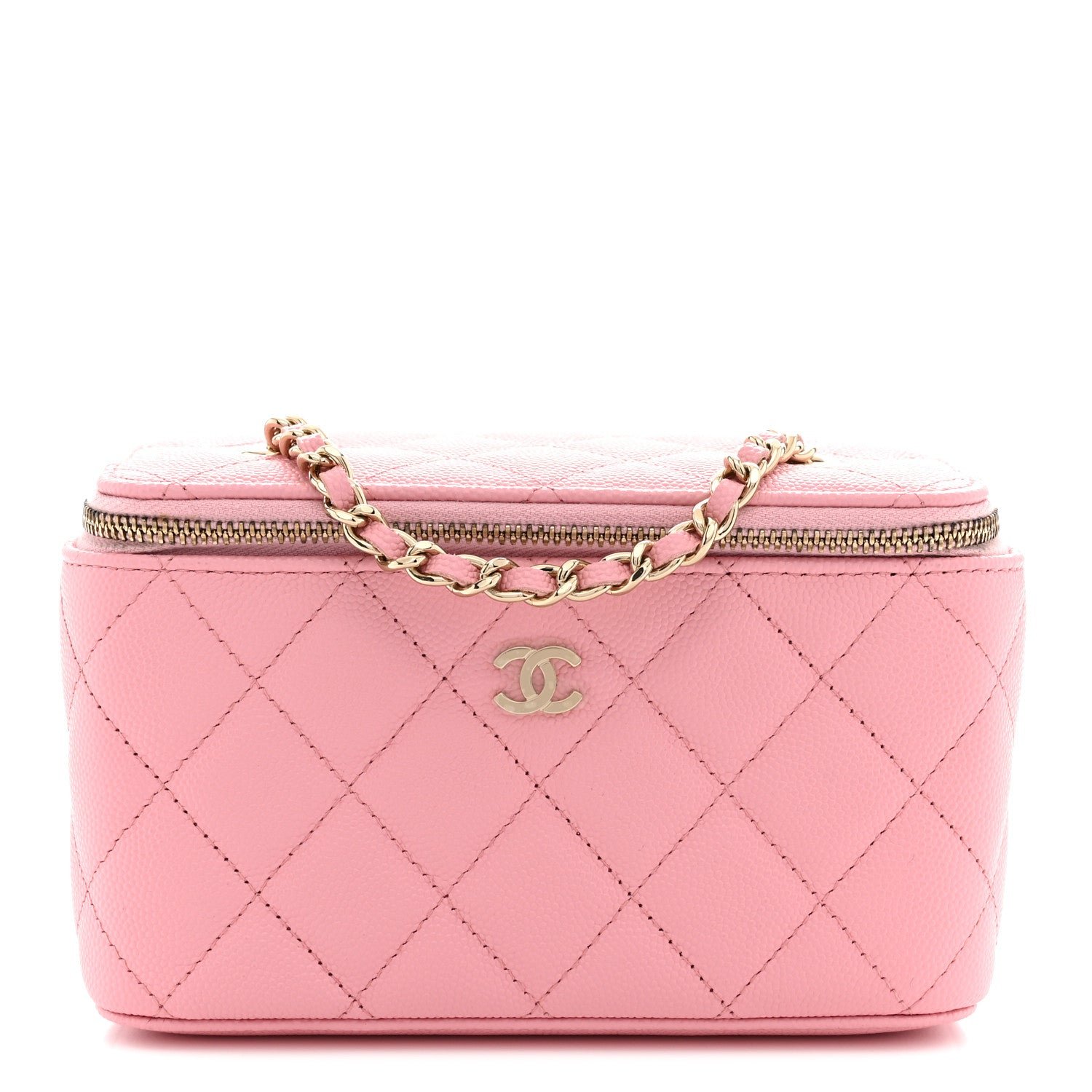 Chanel Caviar Quilted Small Vanity Case With Chain Light Pink