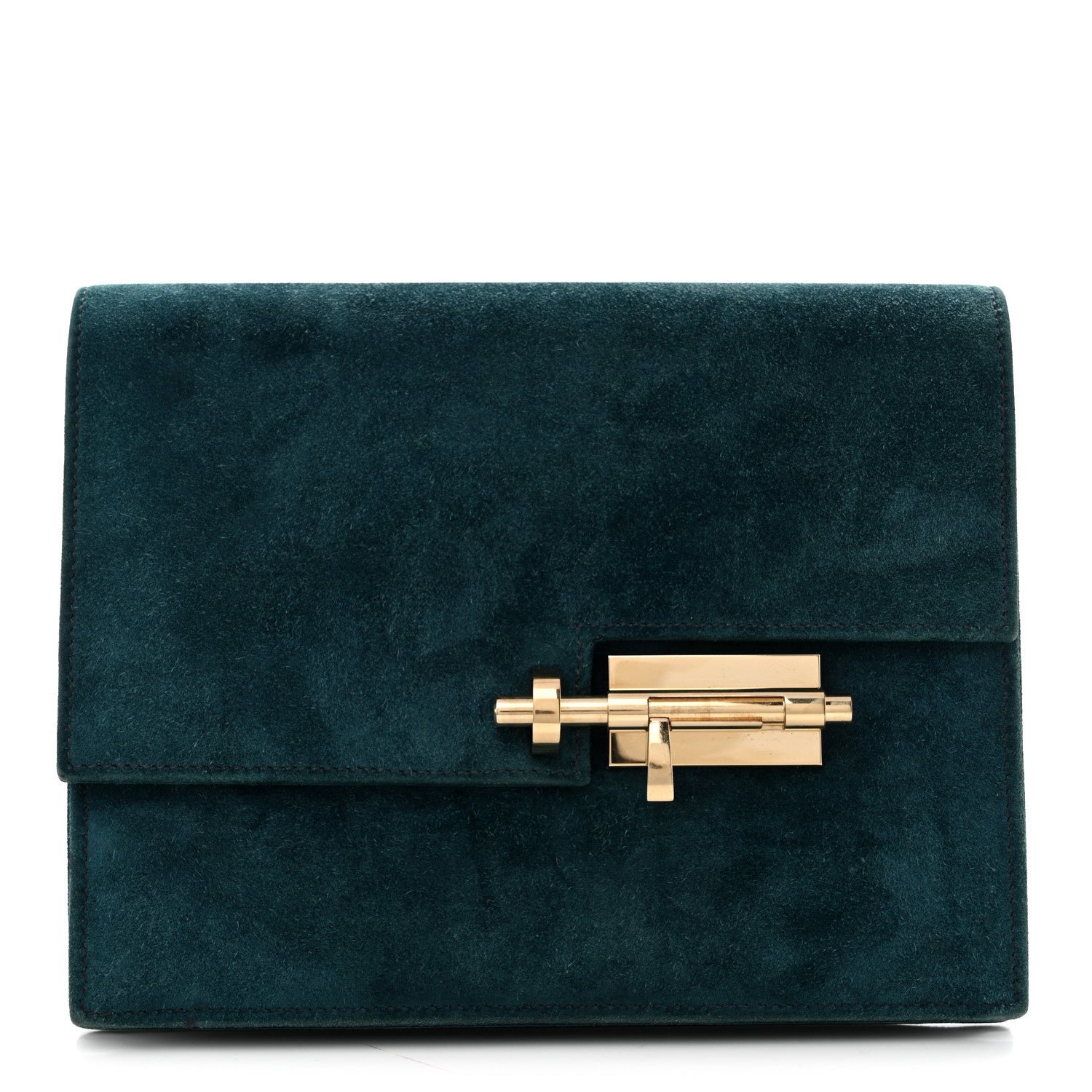 Hermes Hermes Veau Doblis Verrou Clutch Bleu Ocean