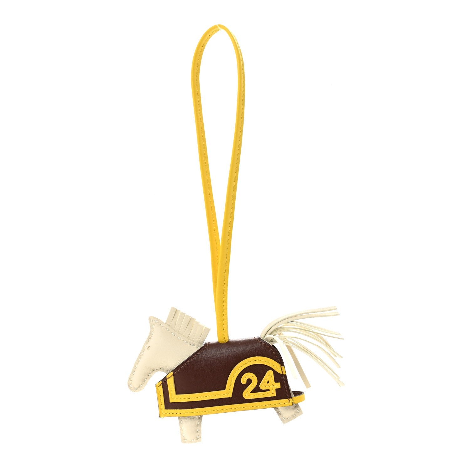 Hermes Hermes Milo Lambskin Grigri Rodeo Robeo 24 Bag Charm PM Craie Terre Jaune De Naples