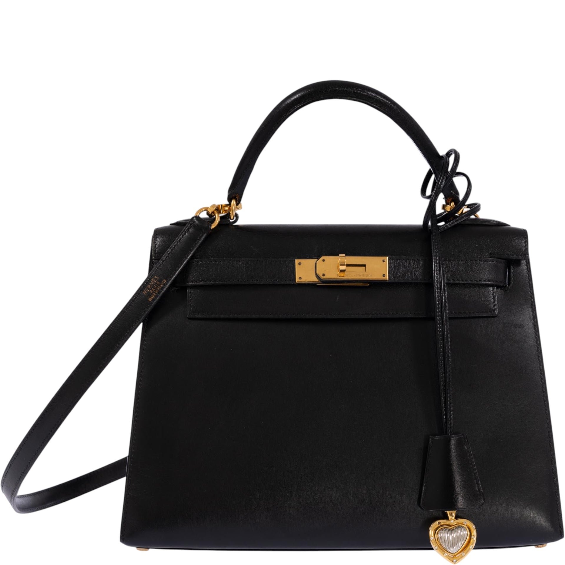 Hermes Hermès Kelly 28 Sellier Noir Box Calf Gold Hardware