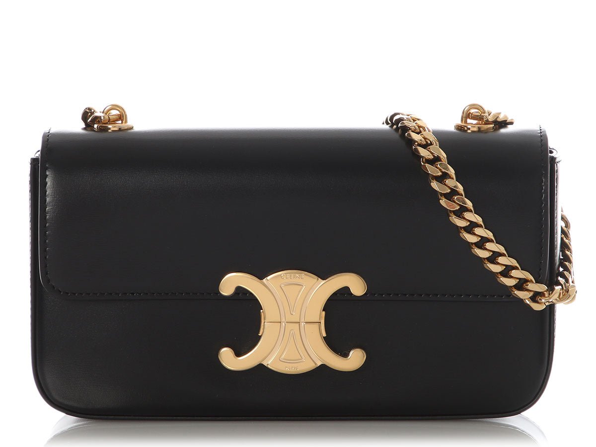 Celine Celine Black Shiny Calfskin Claude Chain Shoulder Bag