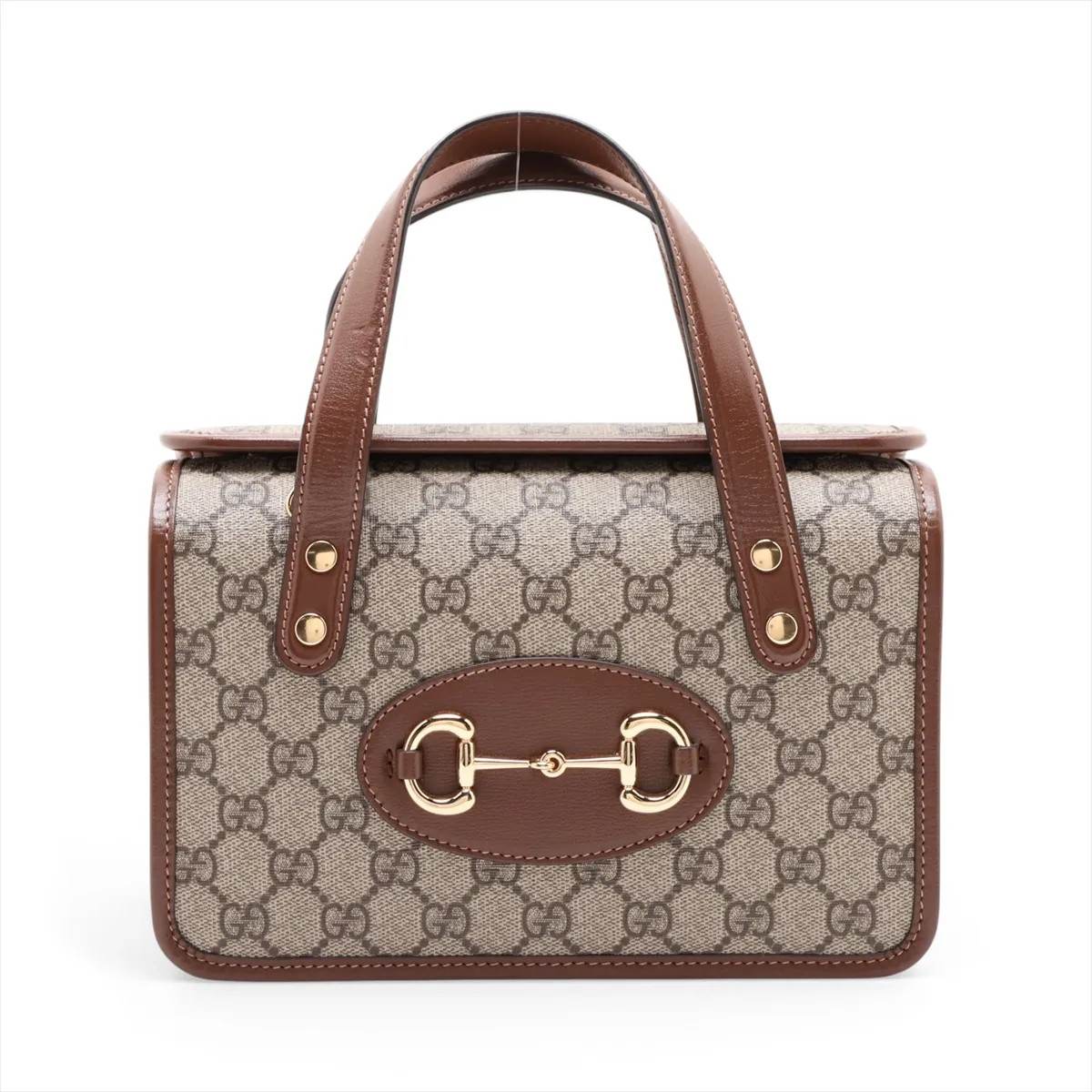 Gucci GG Supreme Horsebit PVC & leather Hand bag Brown 645453