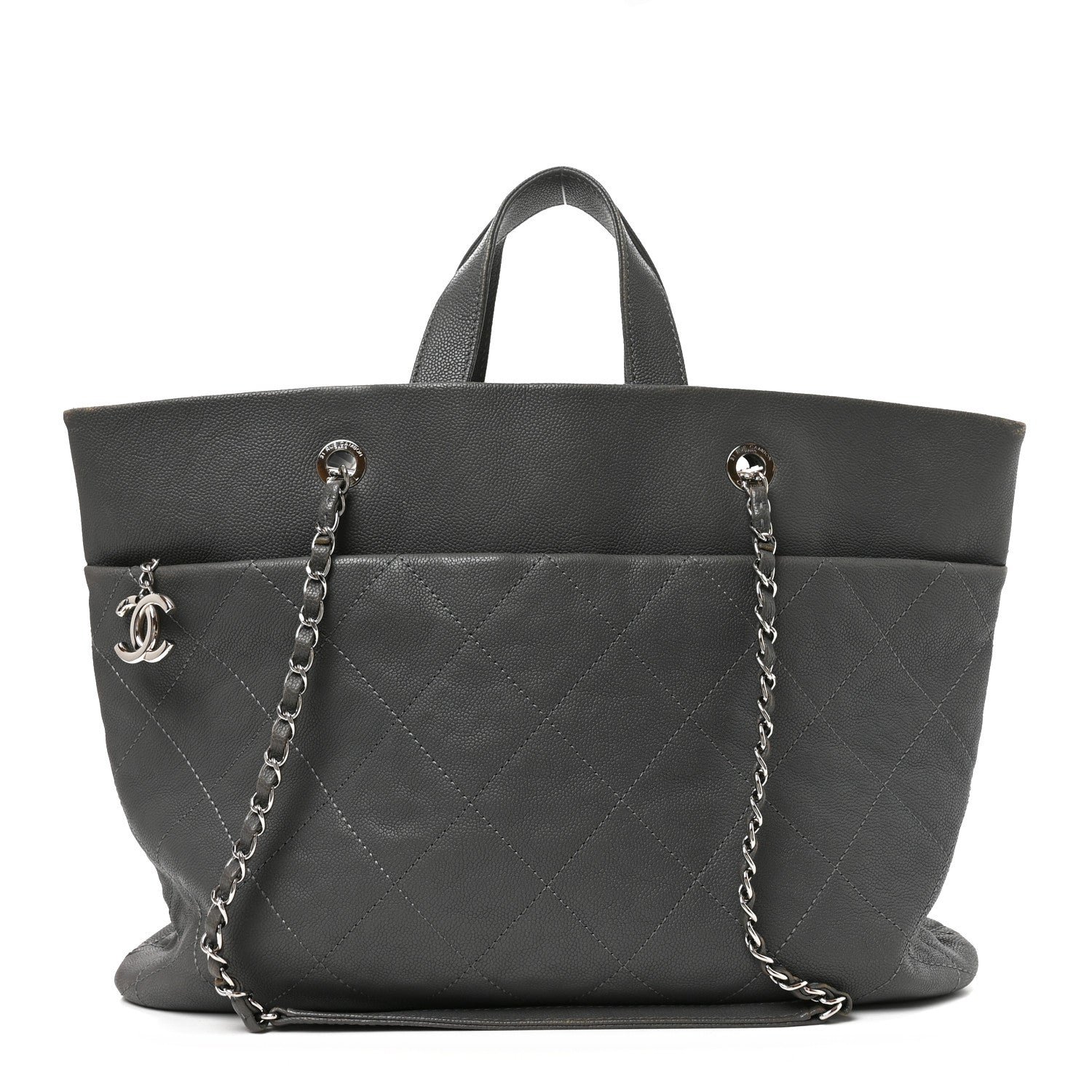 Chanel Caviar Quilted Shopping Tote Grey