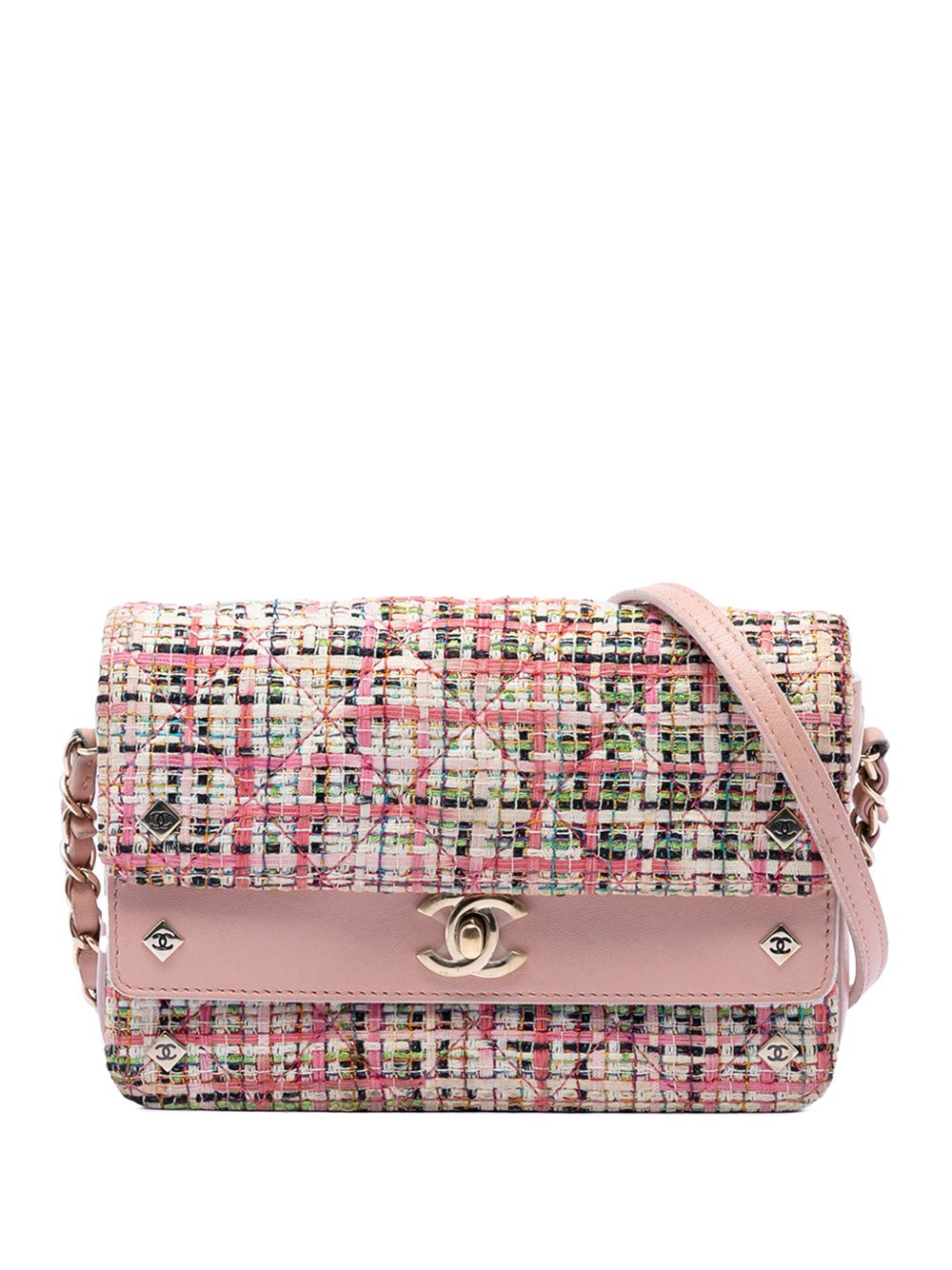 2016-2017 Small Tweed CC Stud Double Flap crossbody bag