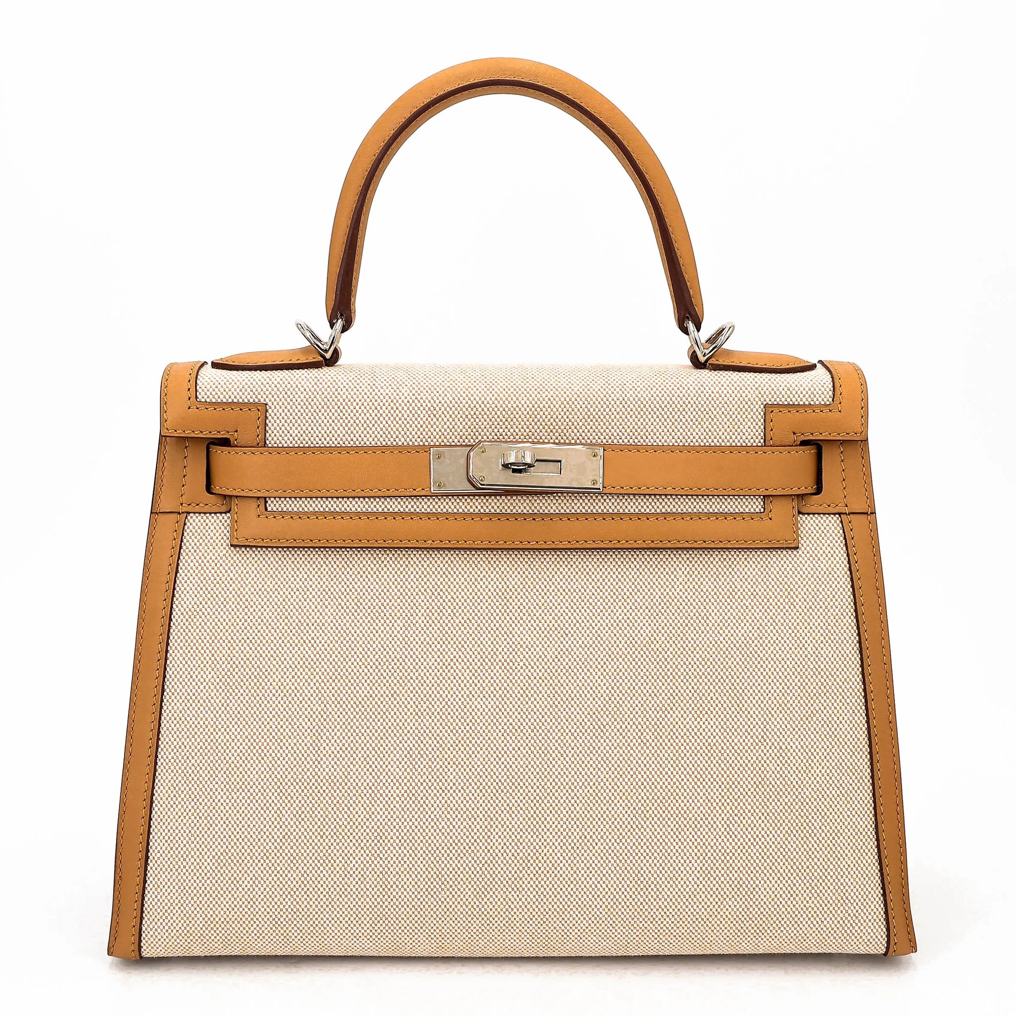 Excellent ( Rank SA ) HERMÈS Kelly 28 Sellier Sesame (2S) Toile H canvas Swift Palladium hardware Z (2021)
