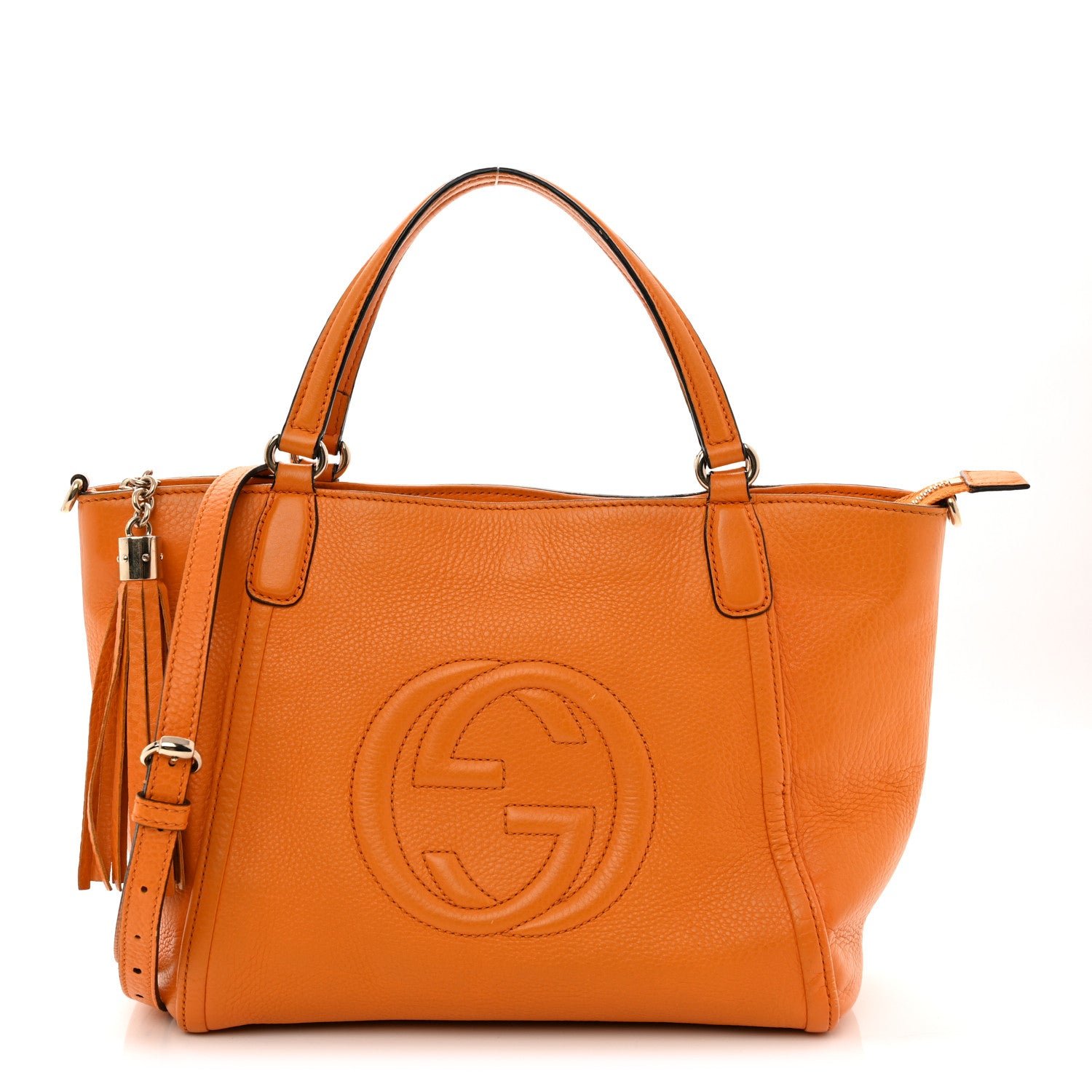 Gucci Pebbled Calfskin Small Soho Top Handle Bag Curcuma