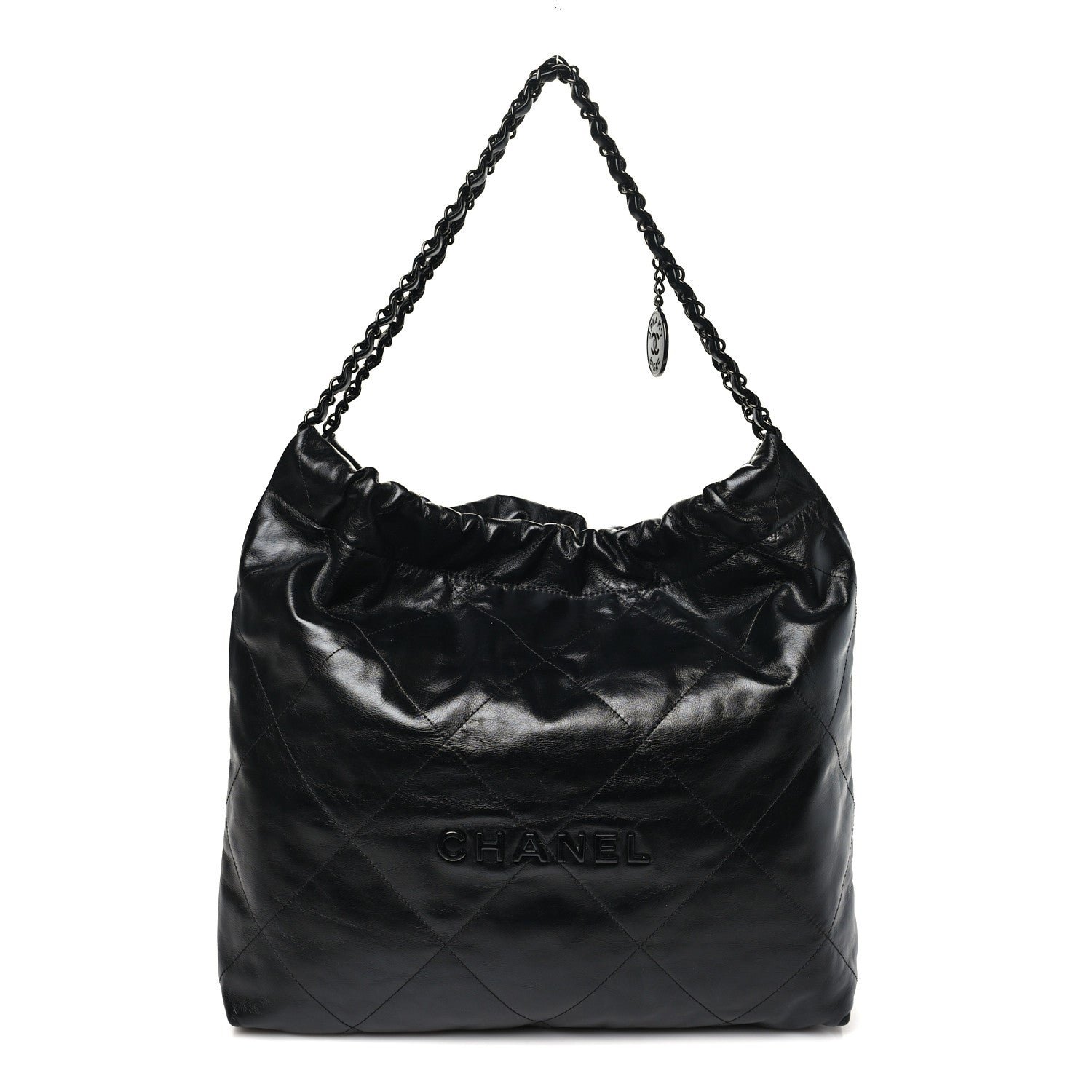 Chanel Shiny Calfskin Quilted Large Chanel 22 So Black