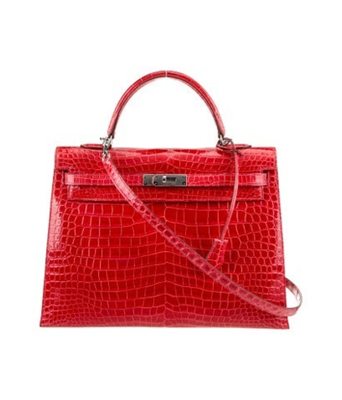 Hermes Shiny Crocodile Kelly Ii Sellier 35