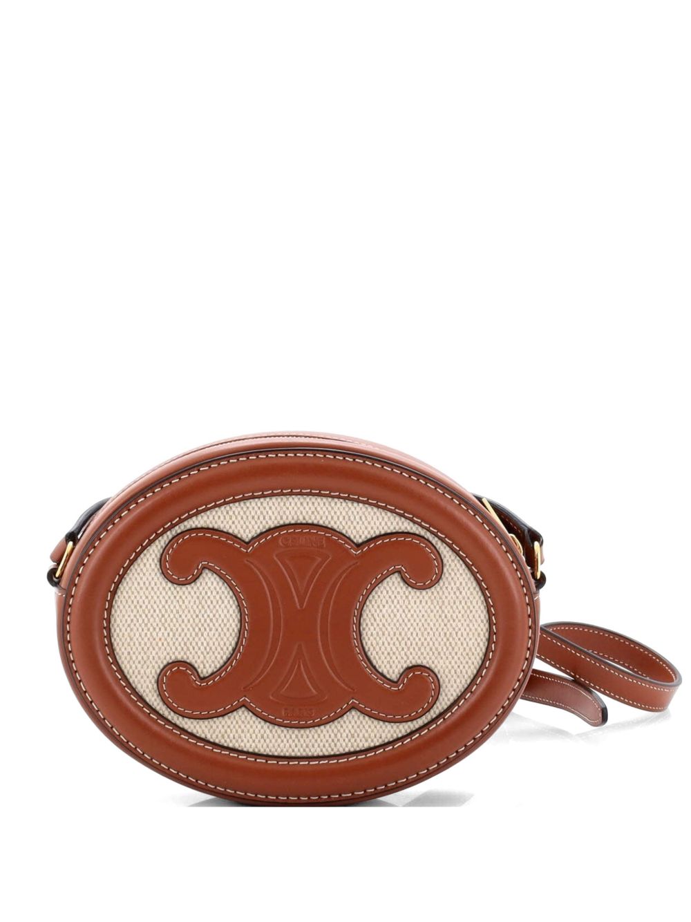Triomphe Oval Canvas and Leather crossbody bag