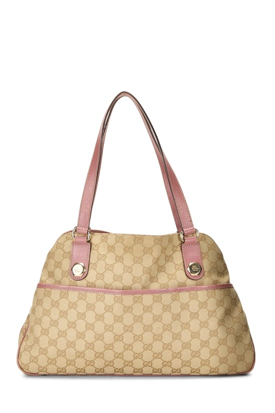 Pink Original GG Canvas Charmy Pocket Tote Large