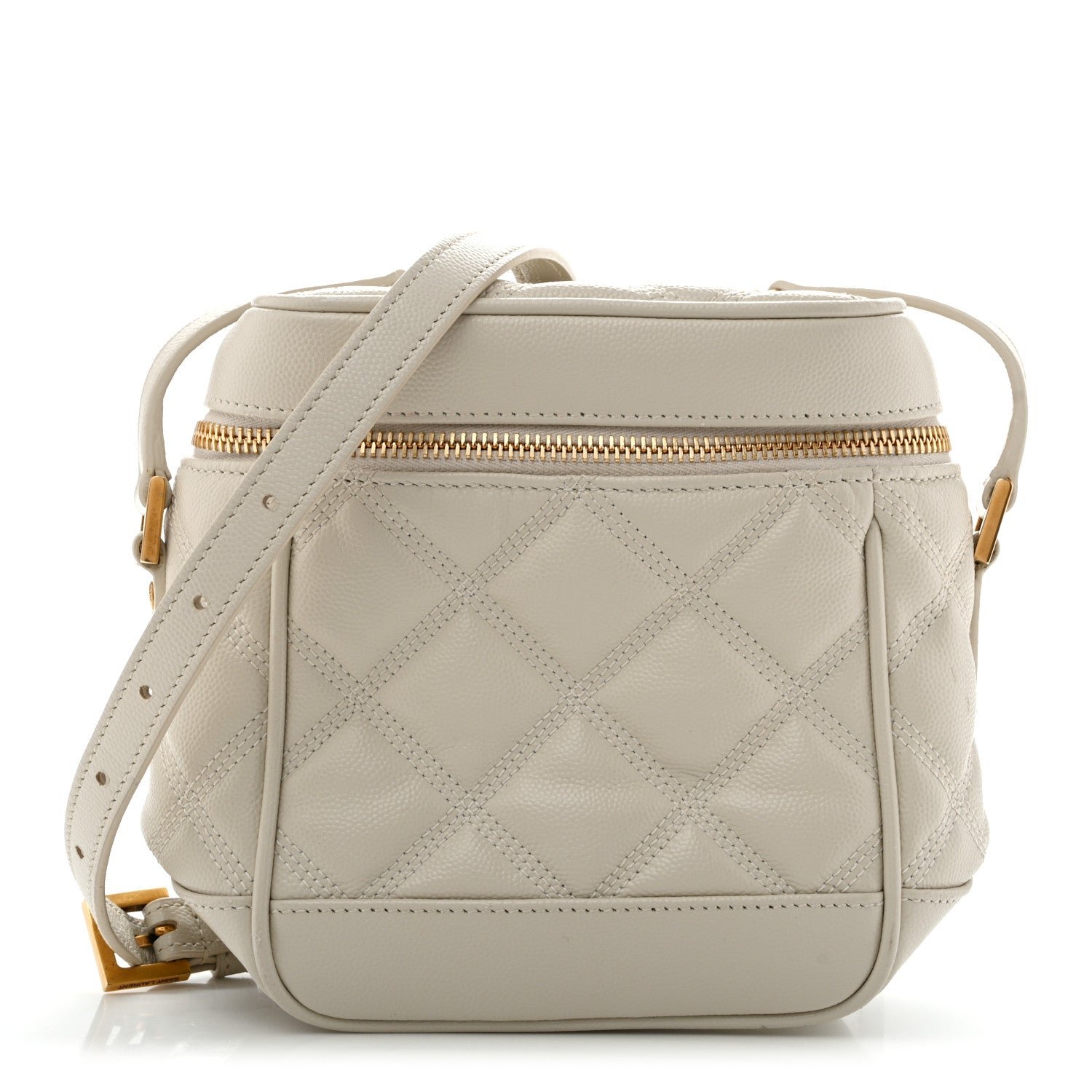 Saint Laurent Grain de Poudre Quilted 80's Vanity Bag Crema Soft