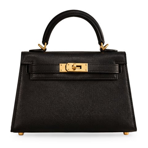 Hermès Kelly 20 Mini II Sellier HSS Verso Noir and Gold Epsom Permabrass Hardware