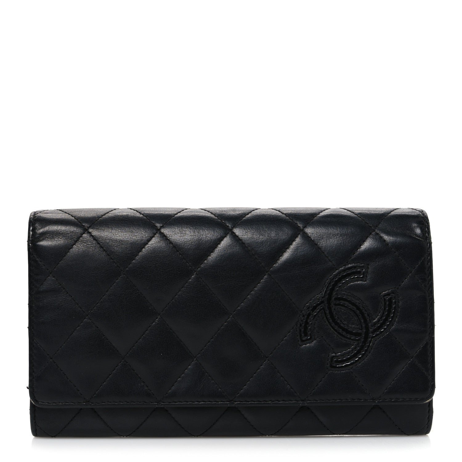 Chanel Calfskin Quilted Cambon Gusset Flap Wallet Black