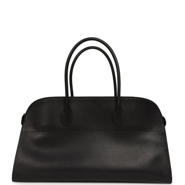 The Row The Row East West Margaux Bag Black Saddle Leather Gold Hardware