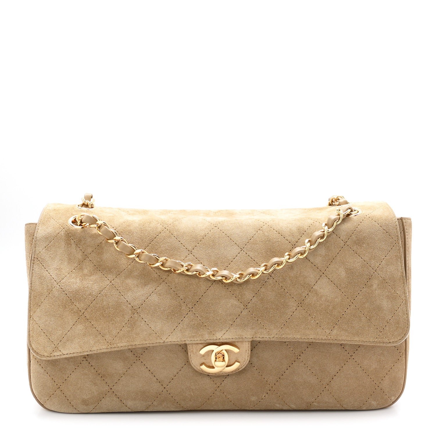 Chanel Suede Calfskin Small Souplissimo Maxi Flap Dark Beige