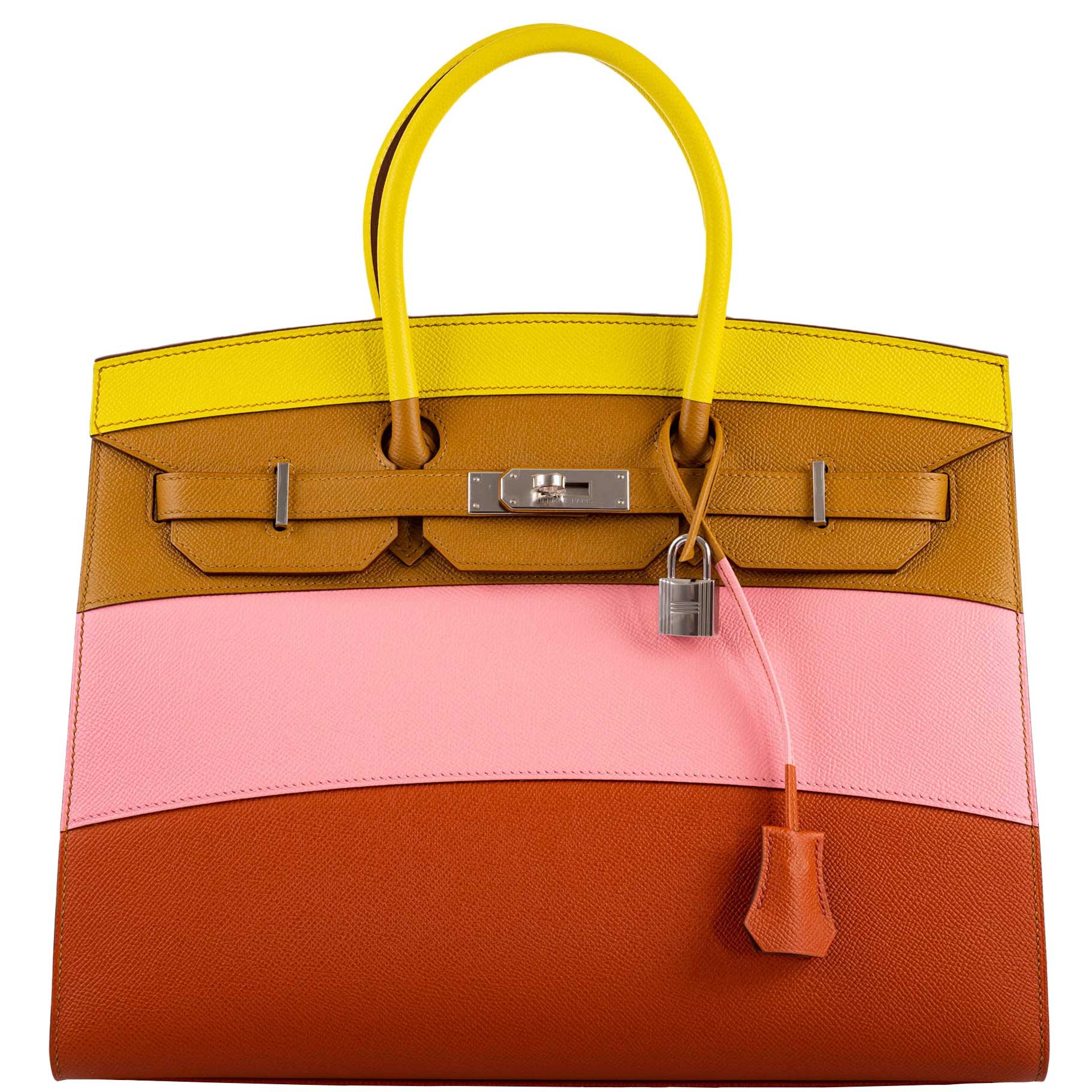 Hermes Hermès Birkin 35 Sellier Sunrise Rainbow Epsom Palladium Hardware