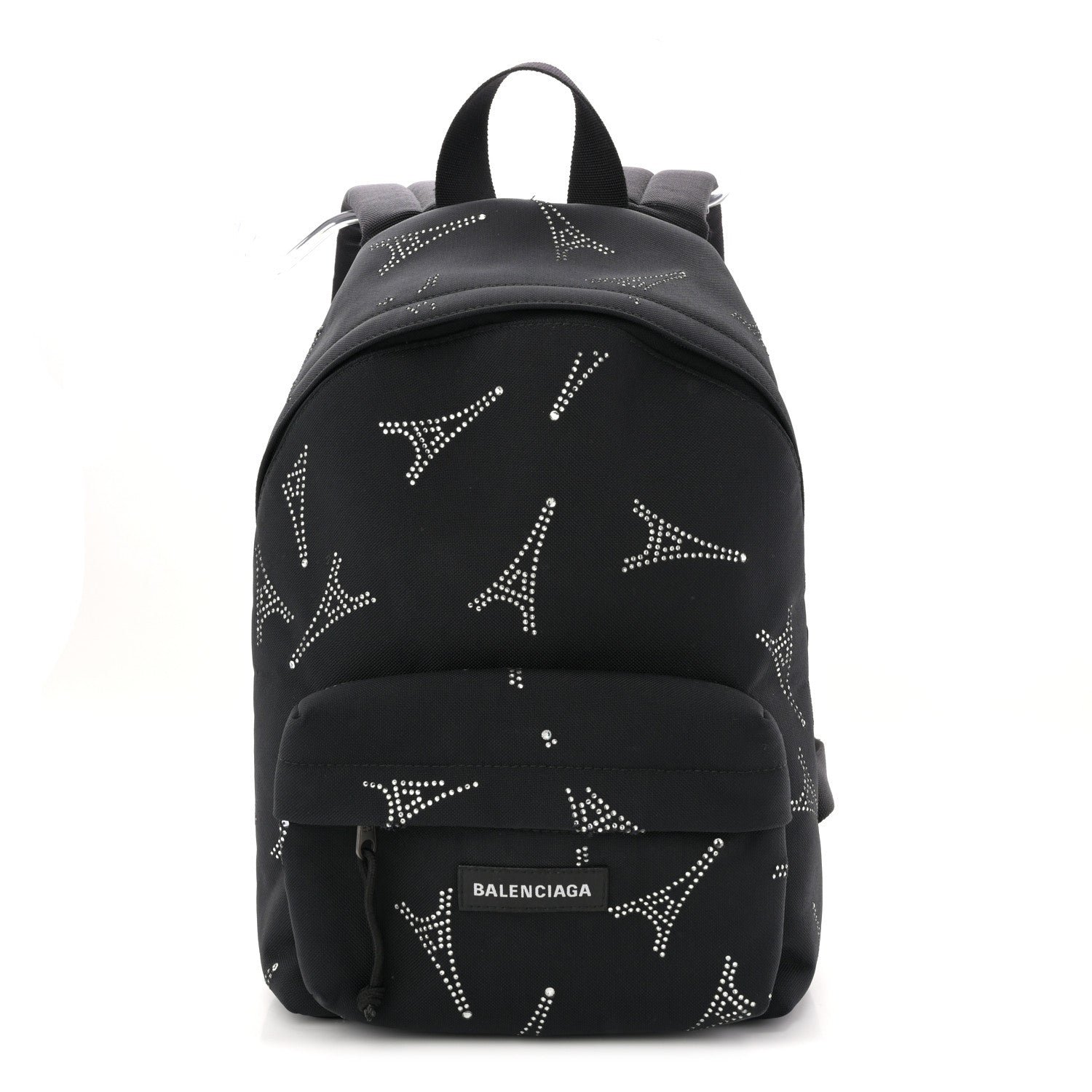 Balenciaga Balenciaga Canvas Crystal Embellished Eiffel Tower Explorer Backpack S Black