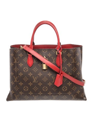 LV Monogram Flower Tote in Monogram Canvas and Coquelicot MM
