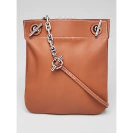 Hermes Gold Swift Leather Palladium Plated Poche Cliquetis bag