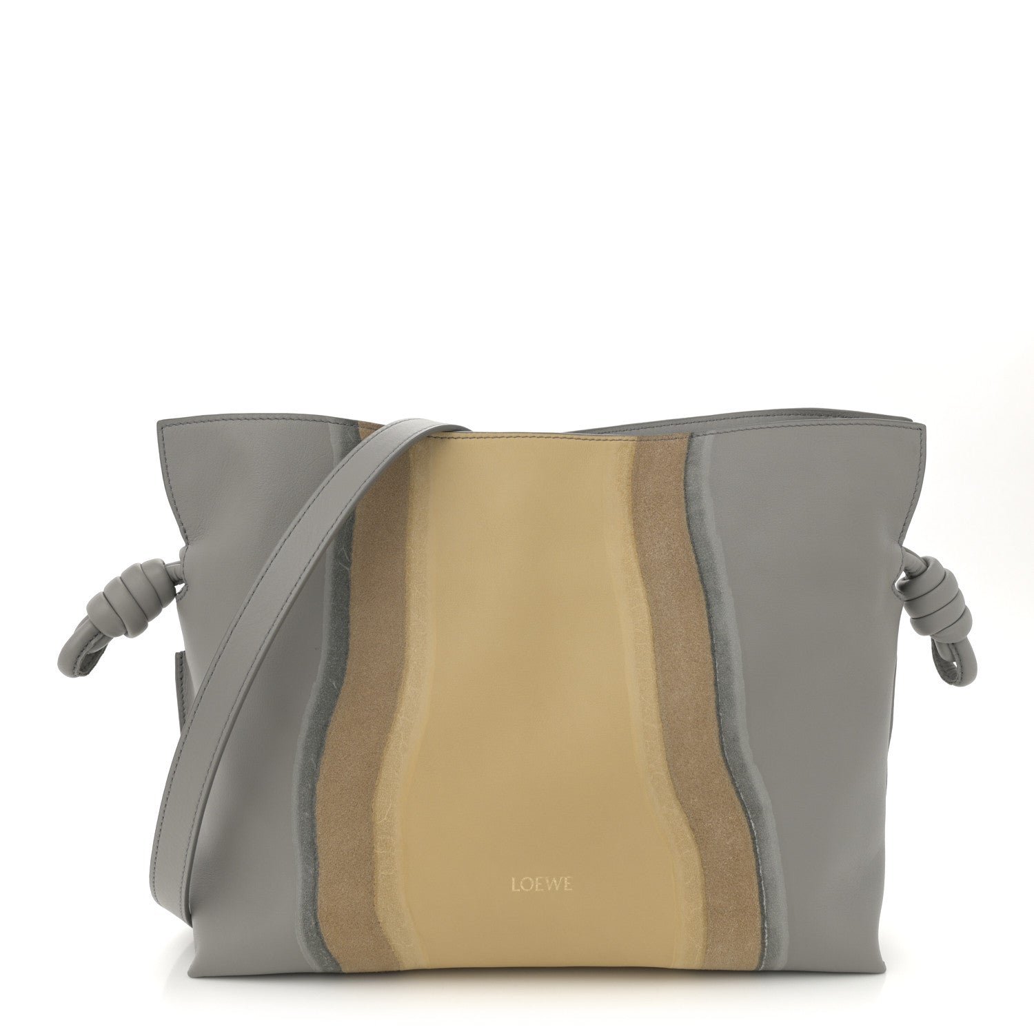 Loewe Nappa Medium Flamenco Landscape Knot Clutch Sparkling Grey Butter