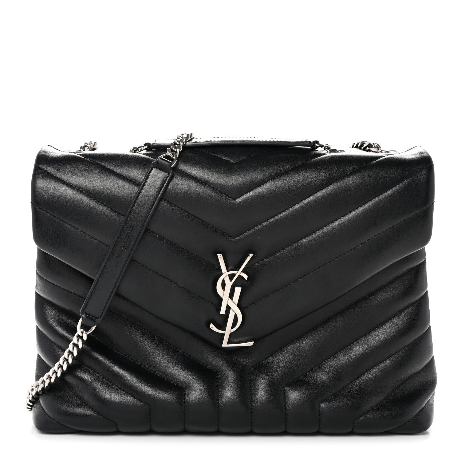 Saint Laurent Saint Laurent Calfskin Y Quilted Monogram Medium Loulou Chain Satchel Black