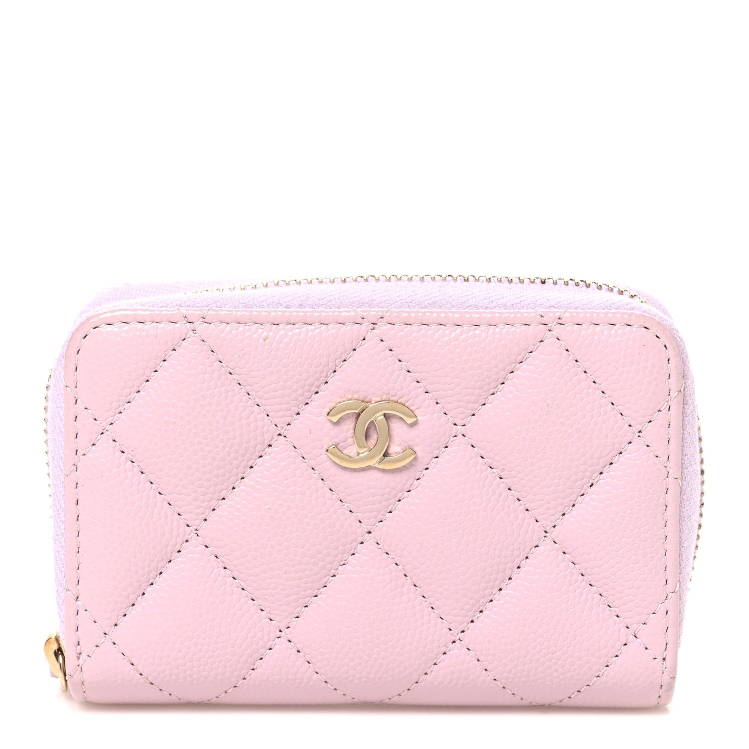 Chanel Caviar Quilted Zip Coin Purse Light Pink