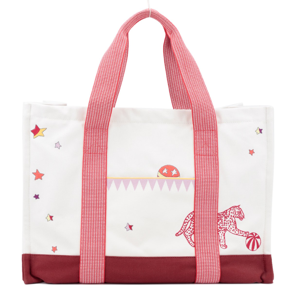 HERMÈS Circus Nappy Bag in White Cotton with Palladium hardware