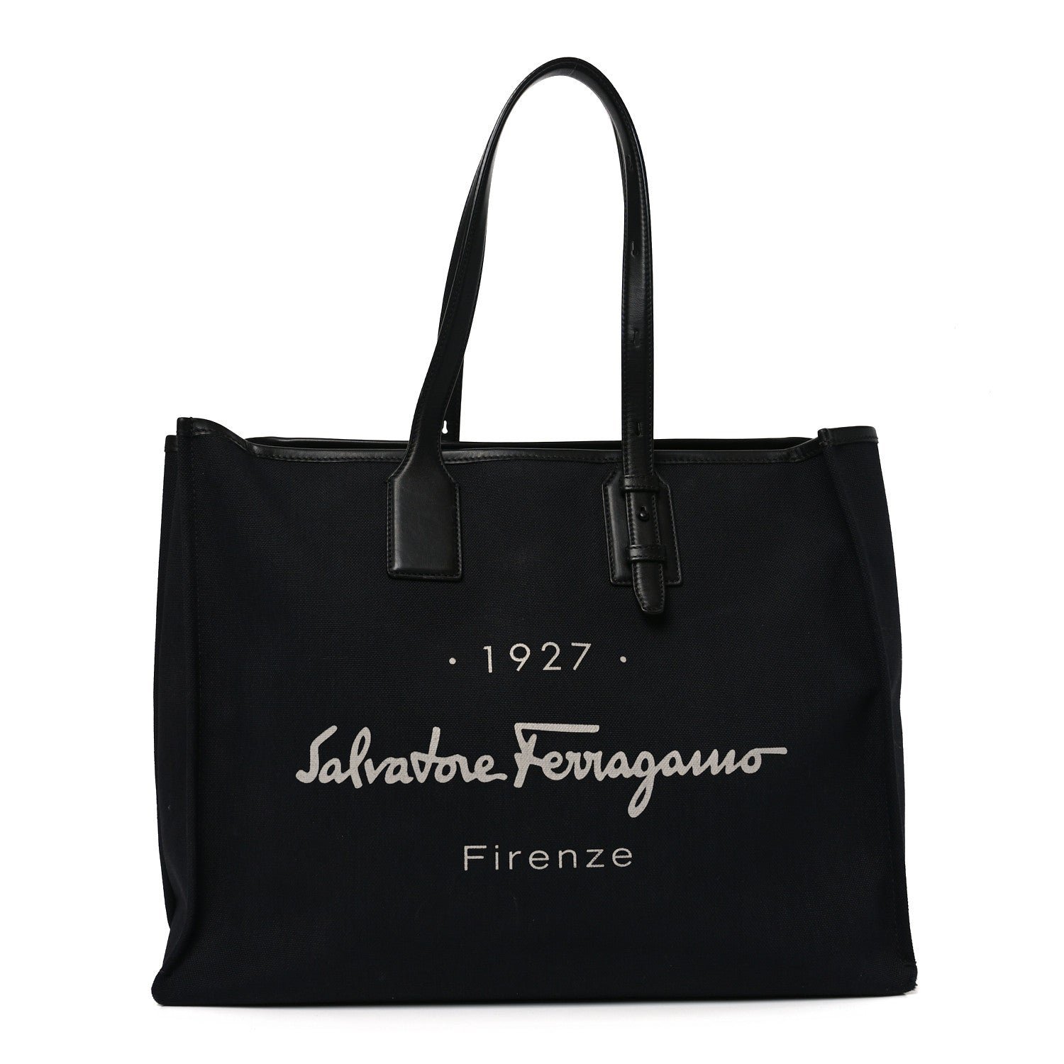 Salvatore Ferragamo Canvas 1927 Signature Tote Black
