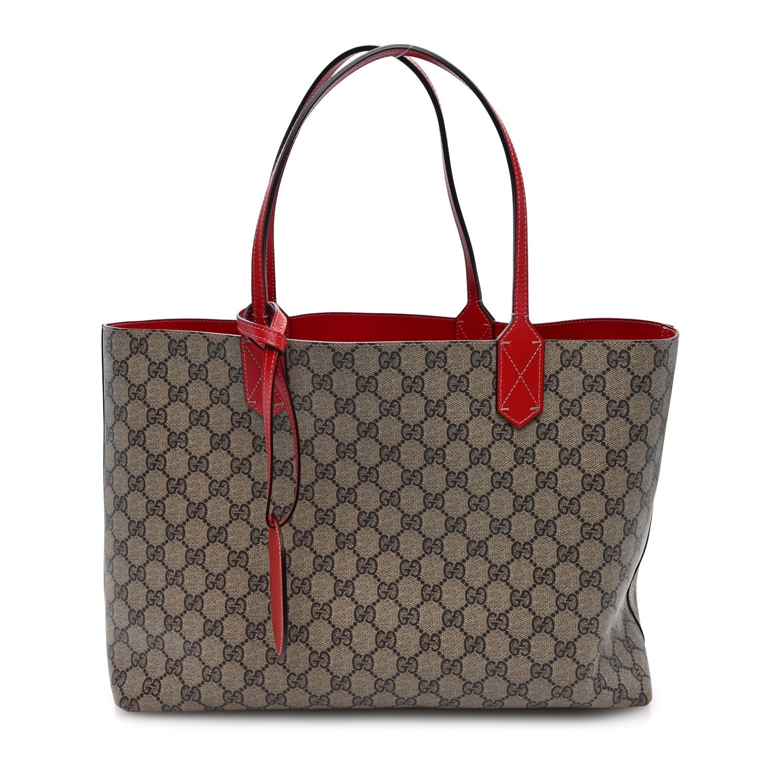 Gucci GG Supreme Monogram Medium Reversible Tote Beige Red