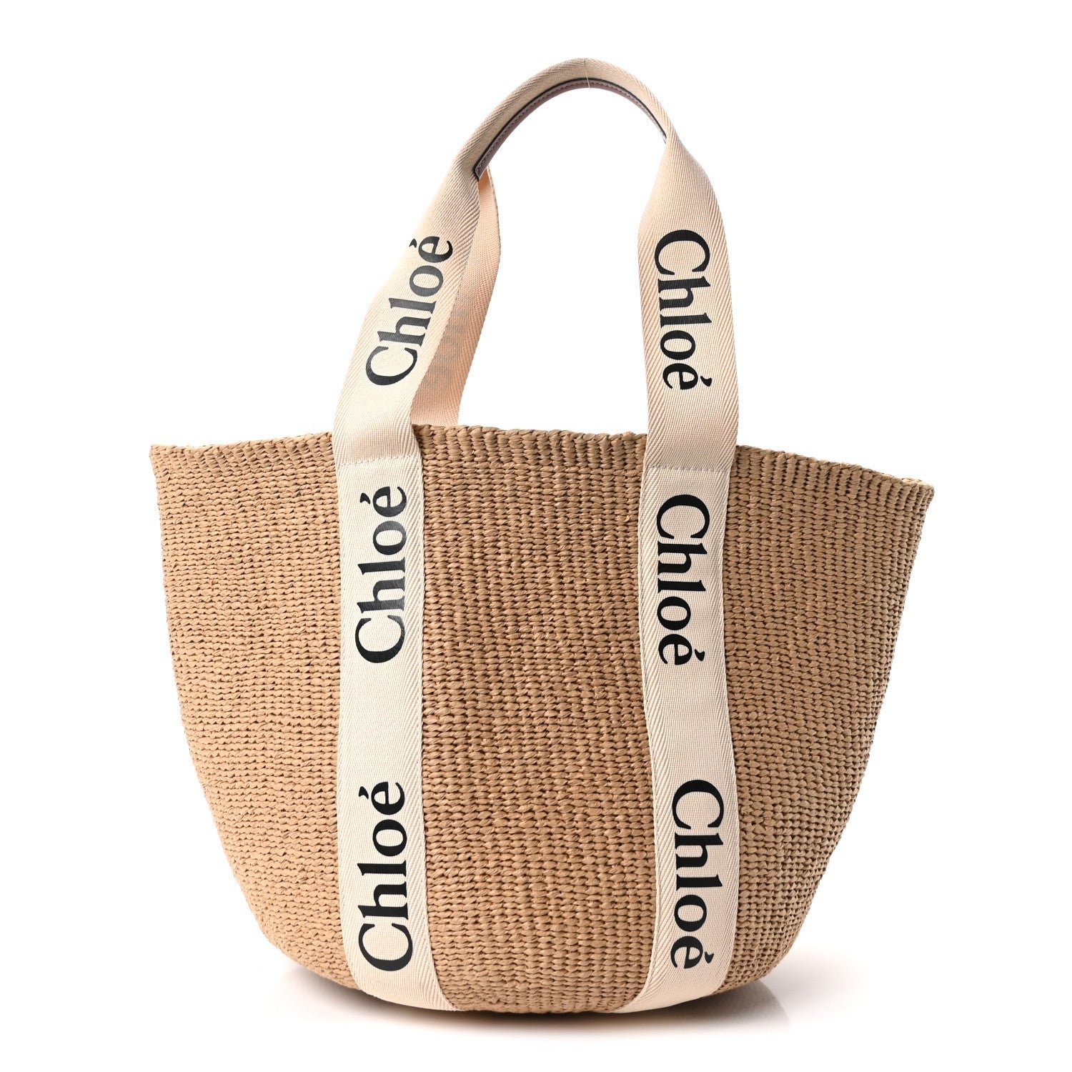 Chloe Raffia Large Woody Basket Bag White