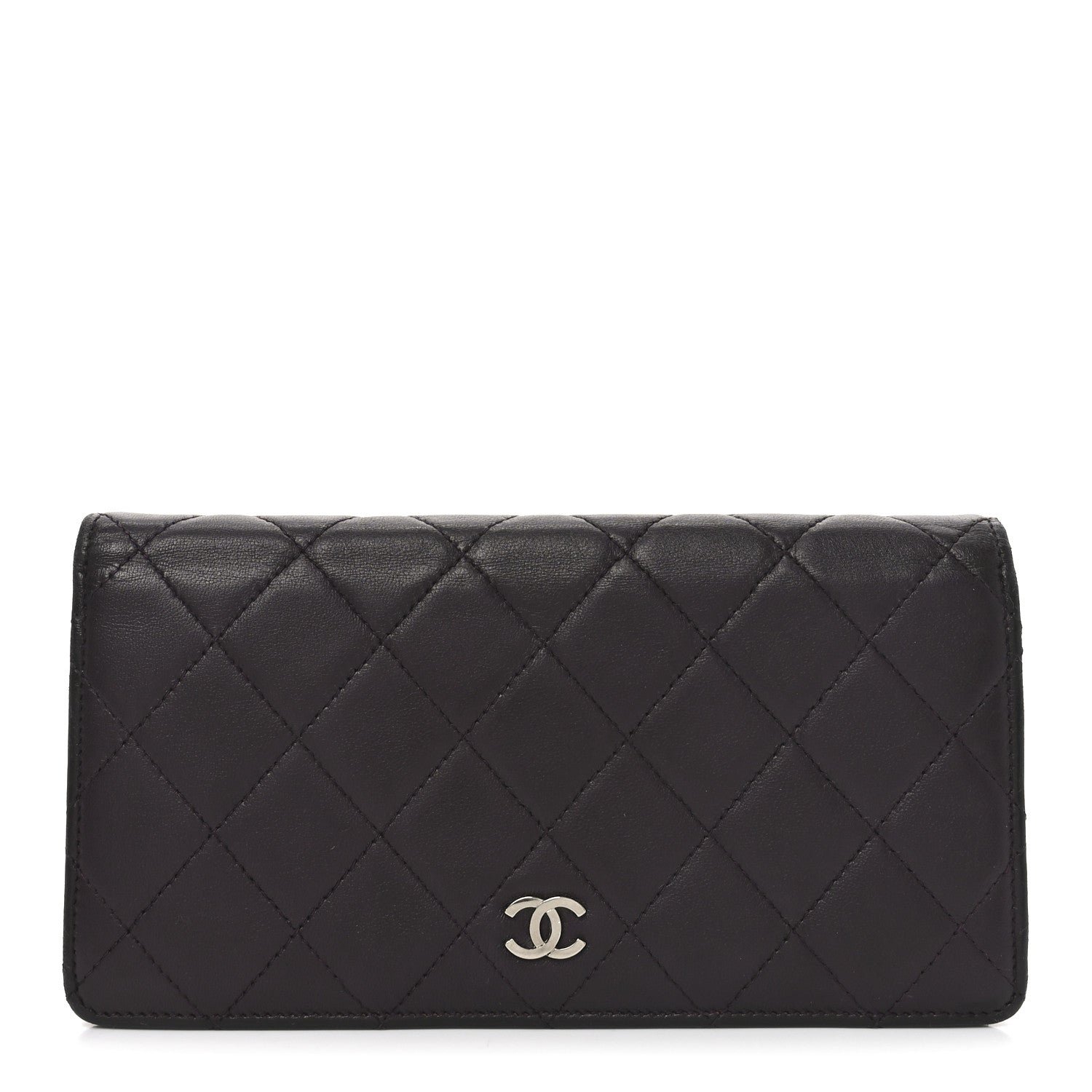 Chanel Lambskin Quilted Yen Wallet Purple