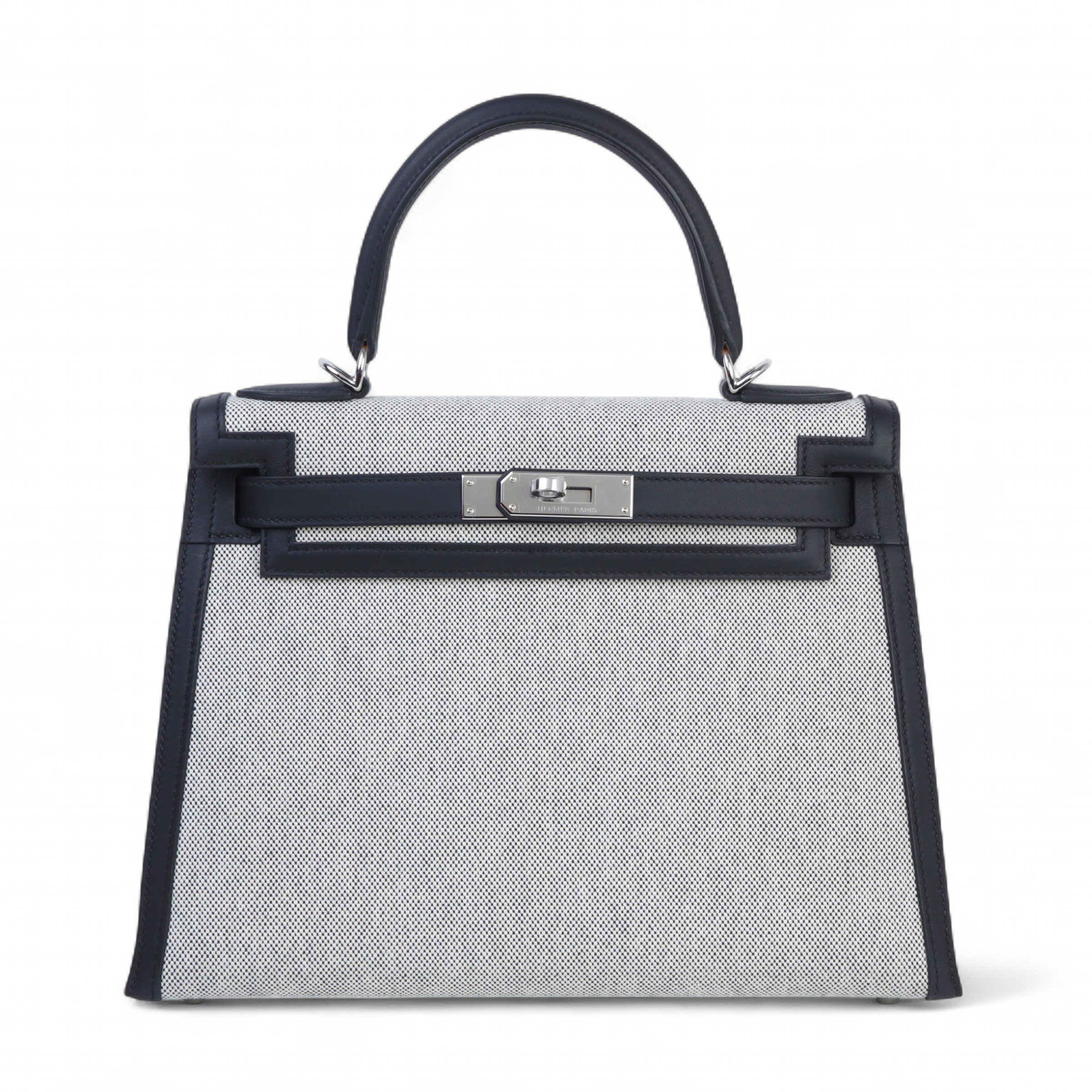 Hermes Brand New ( Rank N ) HERMÈS Kelly 28 Sellier Noir (89) Ecru Swift Toile H canvas Palladium hardware K (2025)