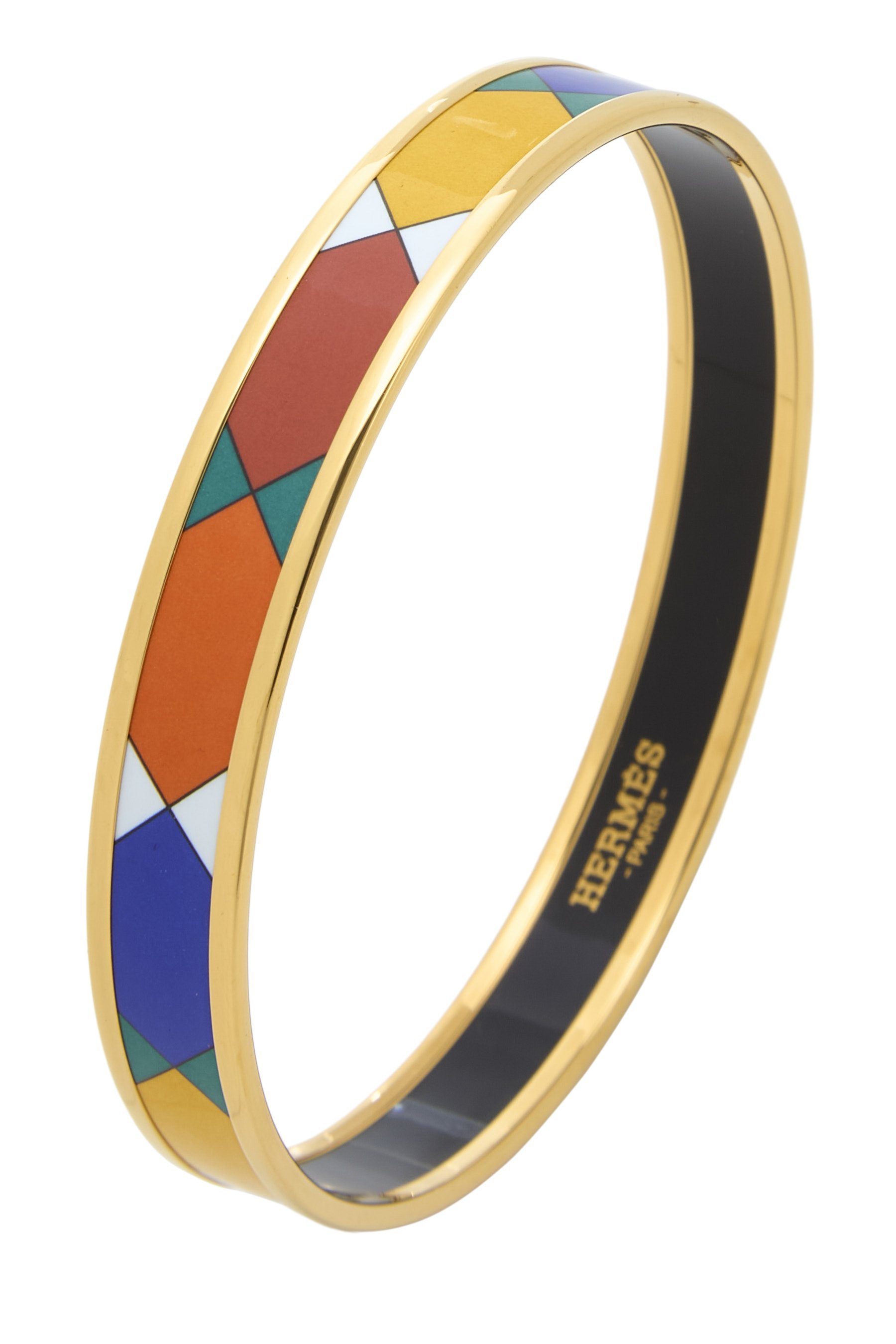 Multicolor Gold Enamel Bangle Narrow