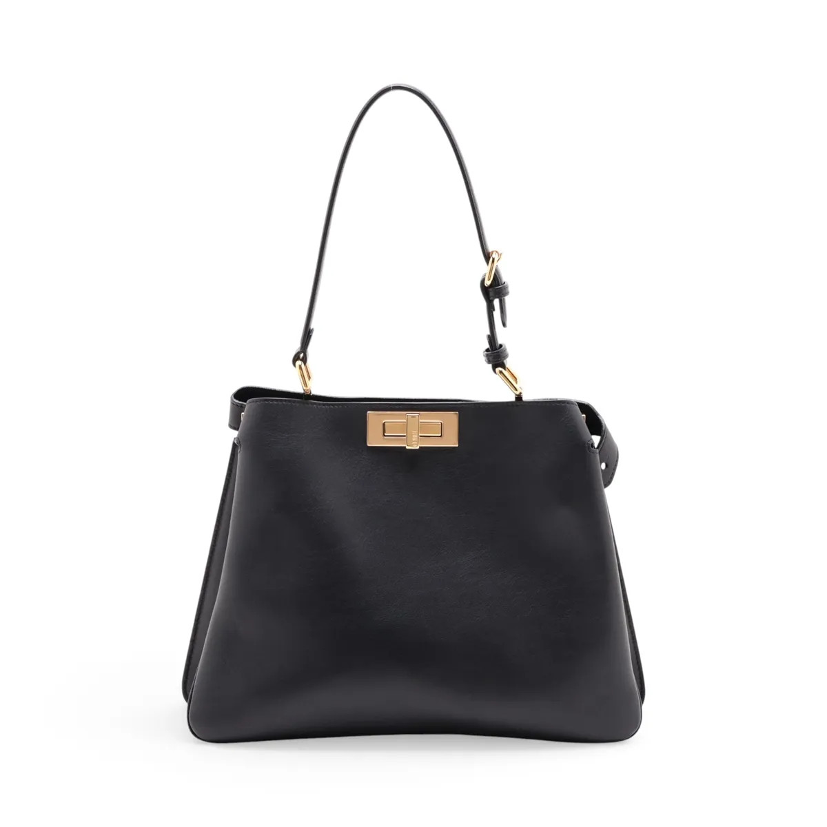 Fendi Peek-a-boo soft Medium 8BN353 Leather 2 Way Handbag Black