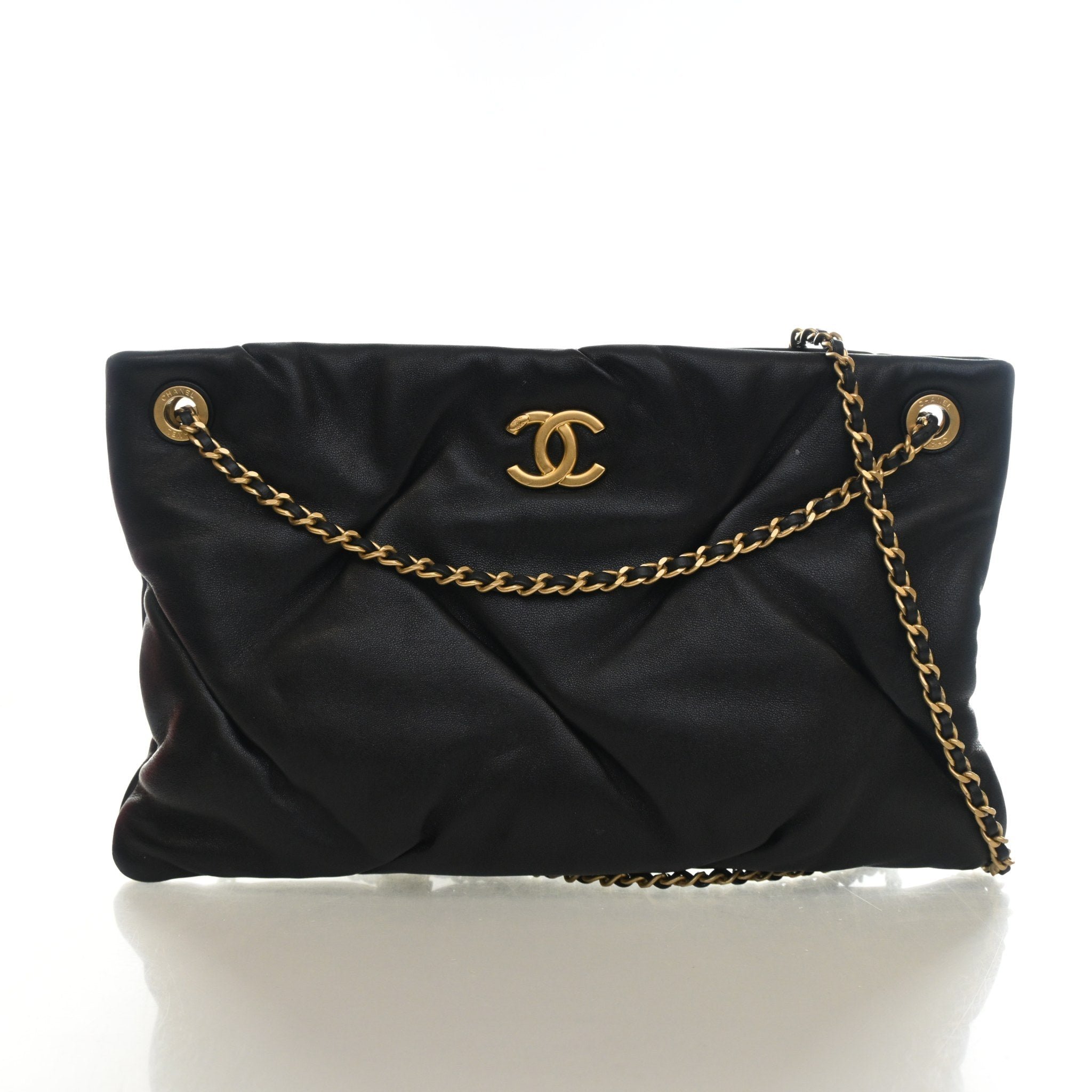 Chanel Large Lambskin Pouch With Chain