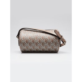 Gucci Gucci Beige/Black GG Shadow Monogram Coated Canvas/Leather Mini Barrel Crossbody Bag