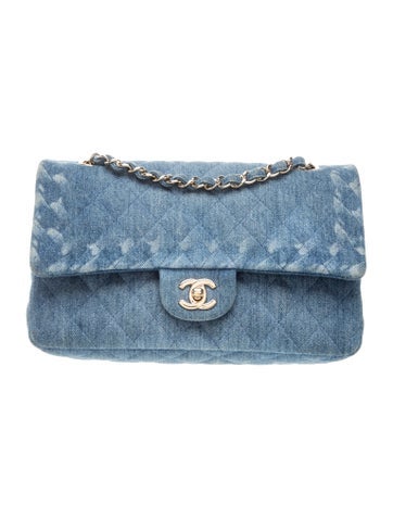 Classic Medium Denim Double Flap Bag