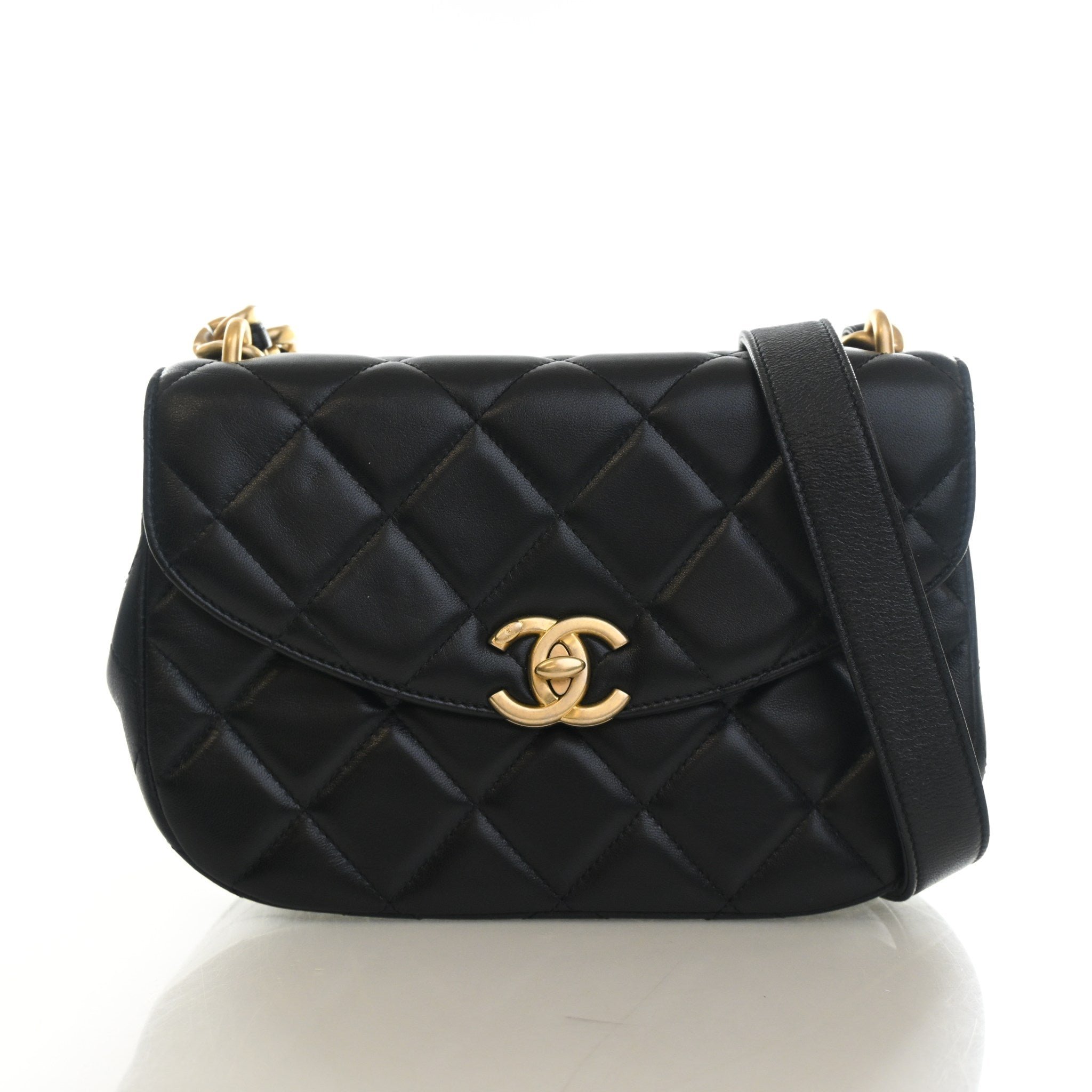 Chanel Small Lambskin Curved Flap Chain Shoulder Bag