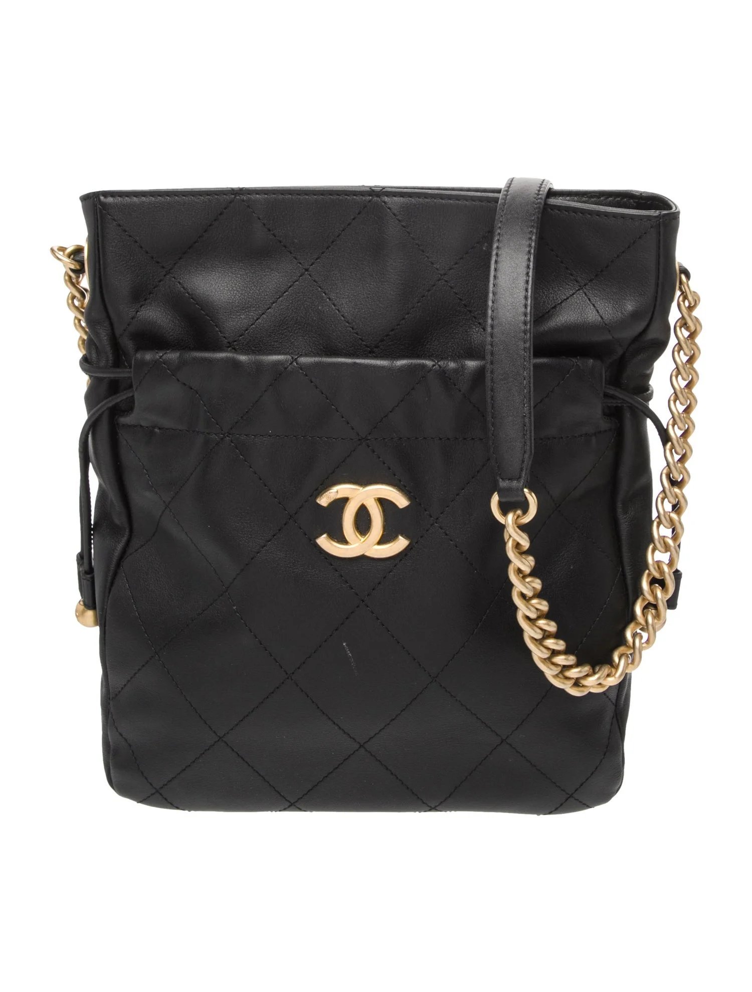 Quilted Drawstring Bucket Bag