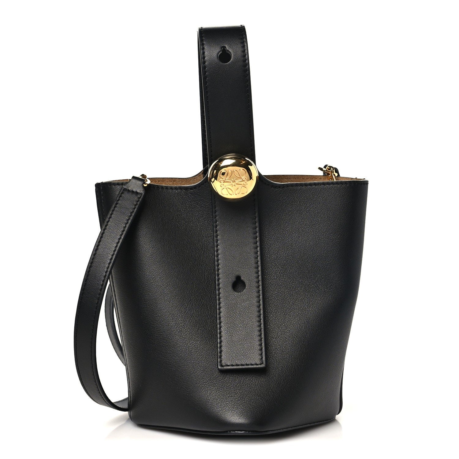 Loewe Loewe Soft Grained Calfskin Mini Pebble Bucket Bag Black