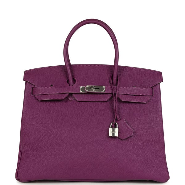 Hermes Pre-owned Hermes Birkin 35 Anemone Togo Palladium Hardware