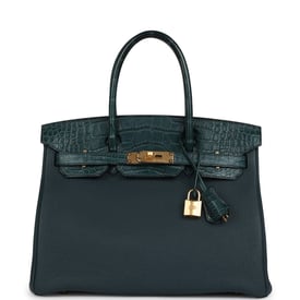 Hermes Hermes Birkin 30 Vert Cypress Togo and Matte Alligator Touch Gold Hardware