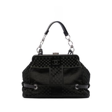 Velvet CC Check Embossed Velvet Belted Side Frame Bag