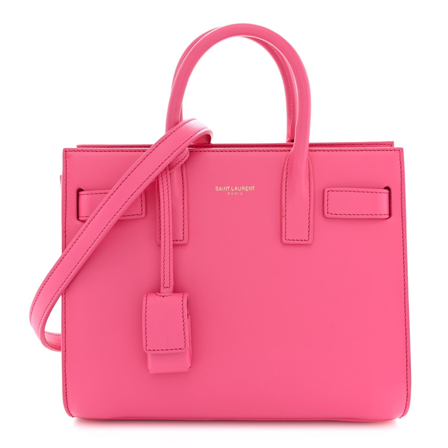 Saint Laurent Grained Calfskin Nano Sac De Jour Lipstick Fuchsia