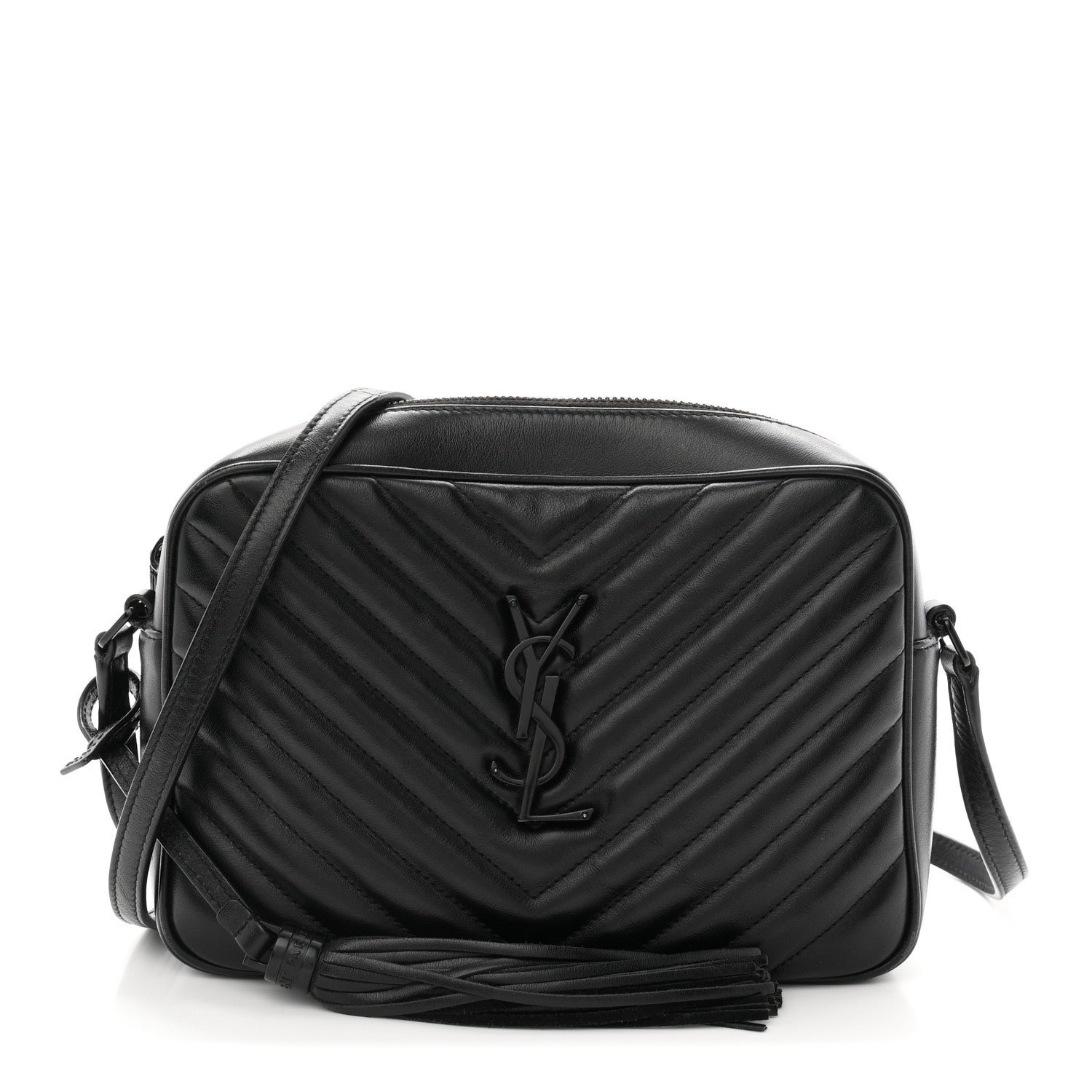 Saint Laurent Calfskin Matelasse Monogram Monochrome Lou Camera Bag Black