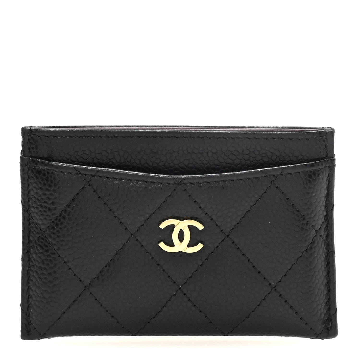 Caviar Quilted Card Holder Black