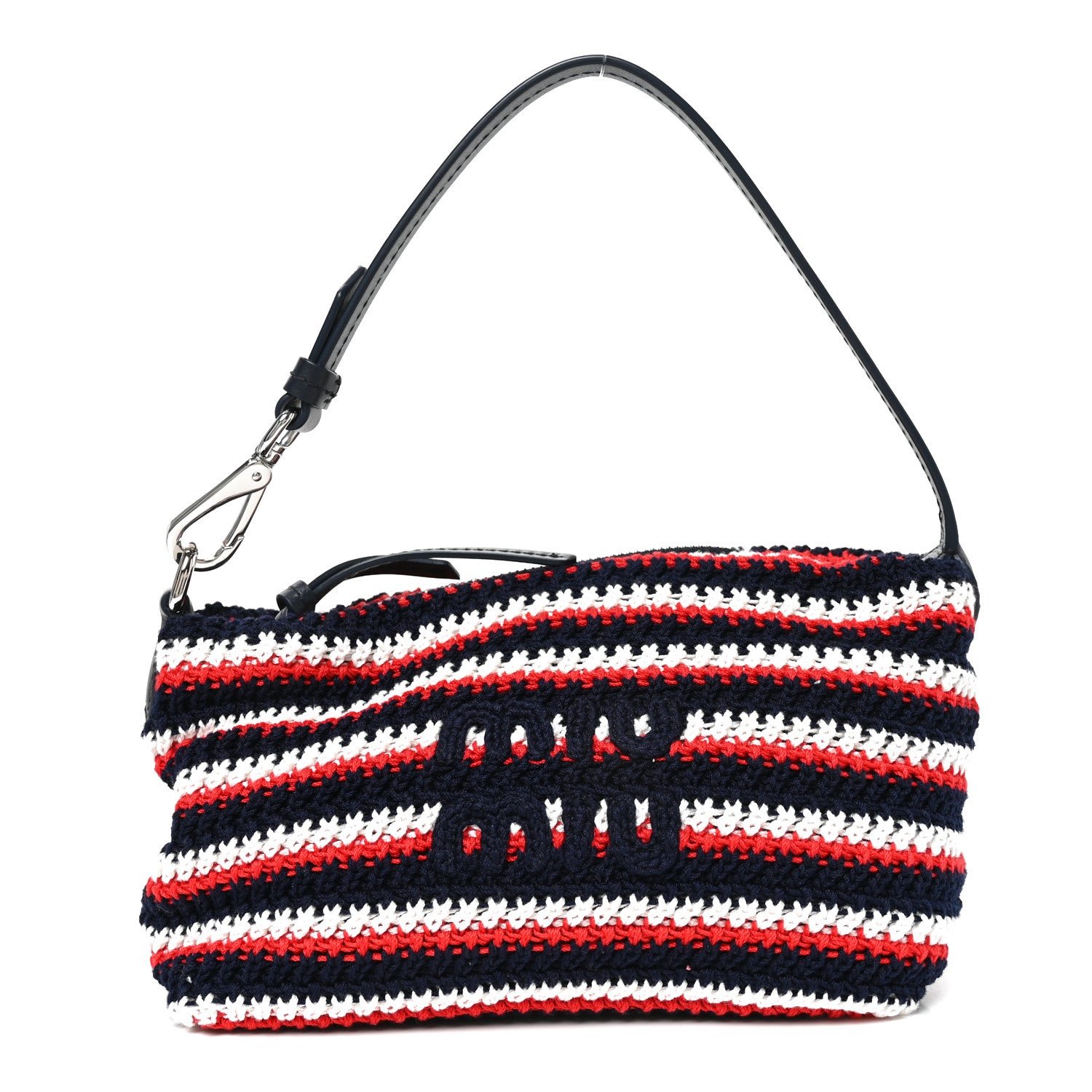 Miu Miu Fabric Crochet Pouch Blue Red White