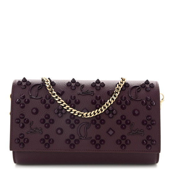 Christian Louboutin Calfskin Spikes Loubinthesky Paloma Clutch Merlot